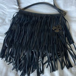 Leather black shoulder bag